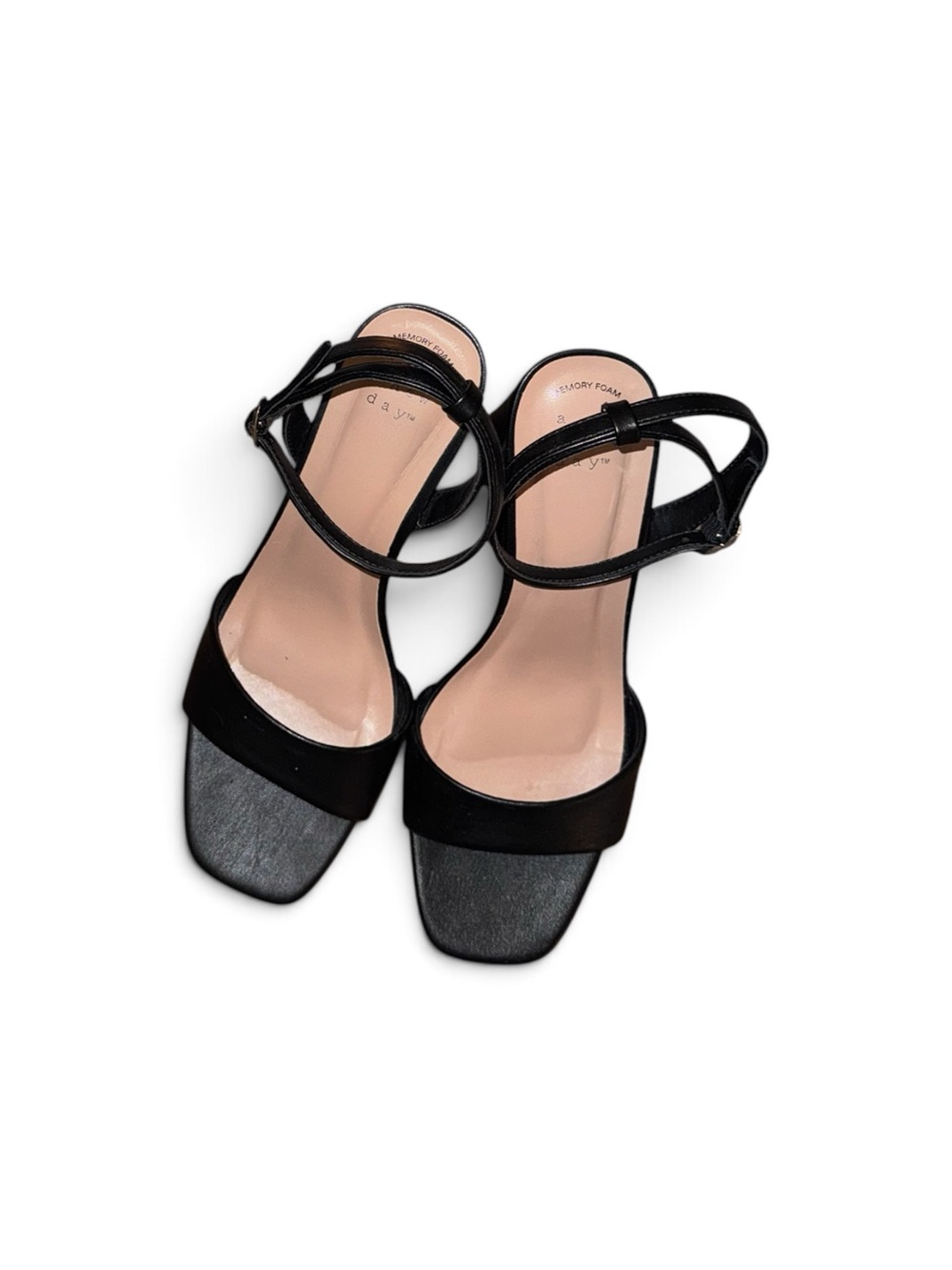 a new day Black Square-Toe Ankle Strap Heels